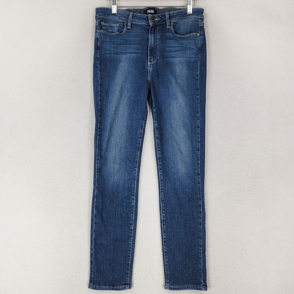 Paige Jeans Womens 31 Blue Hoxton Crop Rollup Mid Rise Medium Wash Casual Denim